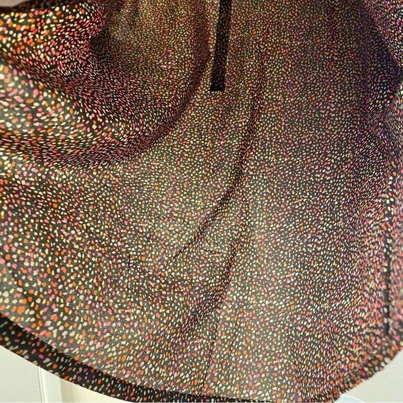 J crew Lightweight colorful black micro print semi sheer short sleeve blouse -M - Picture 12 of 13